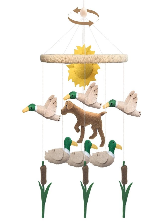 Teeloray Baby Mobile for Crib Mallard Duck Baby Crib Mobile for Boys Girls Handmade Felt Dog Nursery Decor Duck Hunting Decor Infant Toddler Room Hanging for Bassinet Gender Neutral Newborn Gift - Image 1